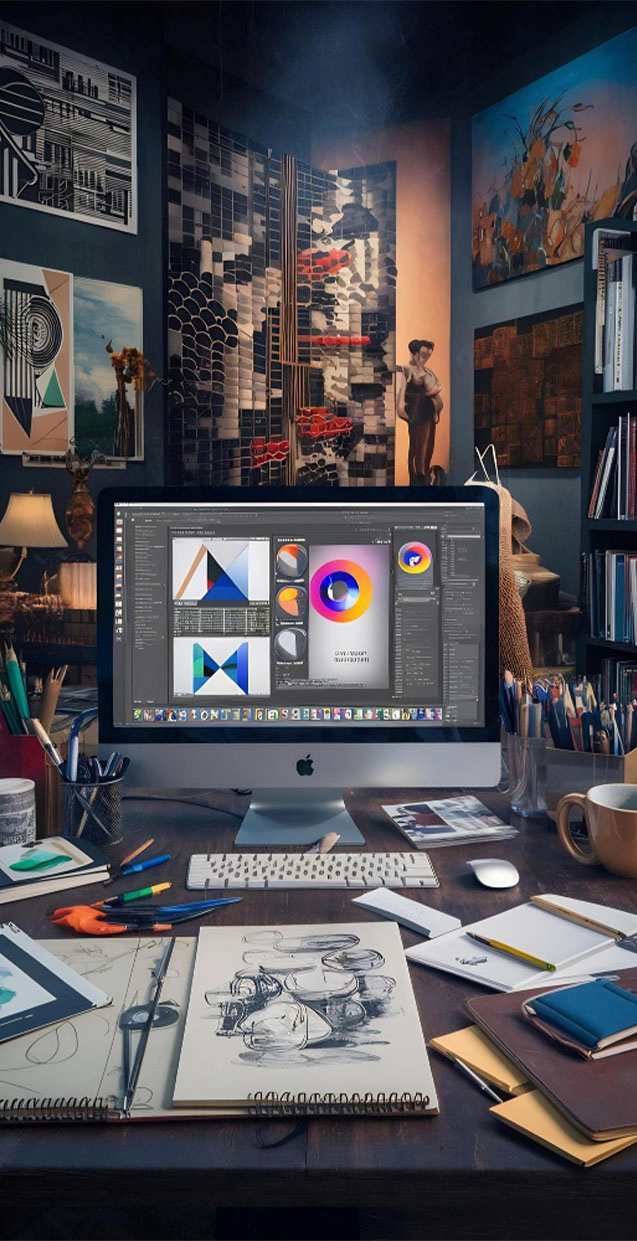 Advanced UI UX Design Program Workspace Digital workstation used for advanced UI UX design program learning.