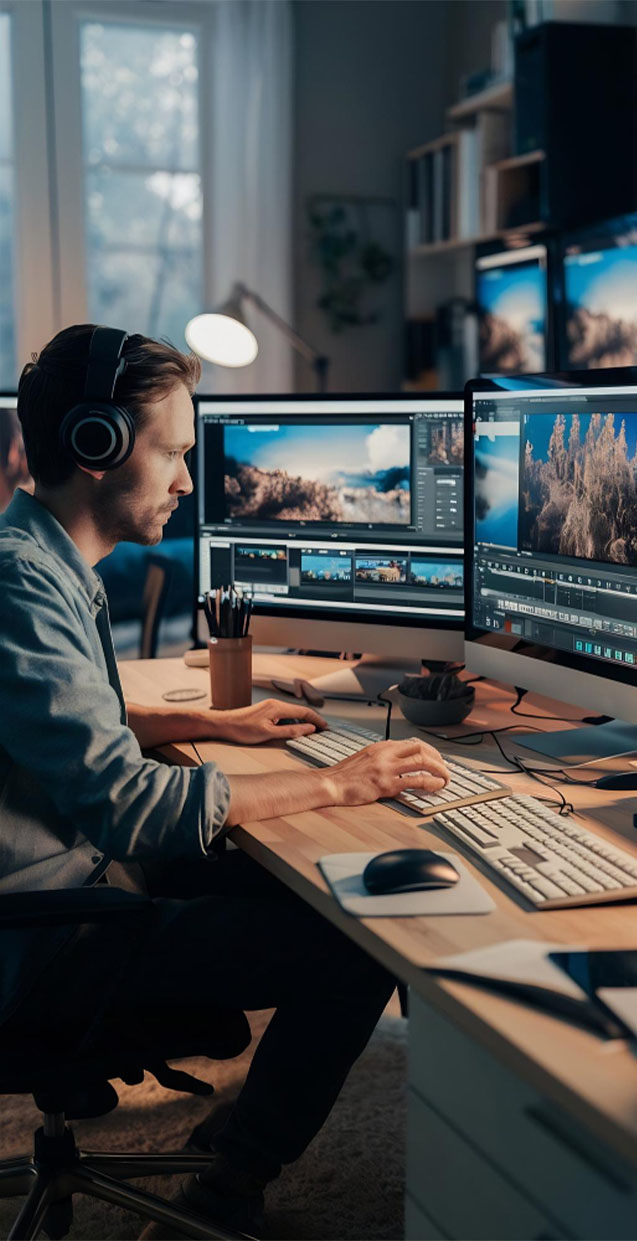 Digital Video Editing Person Editing Video