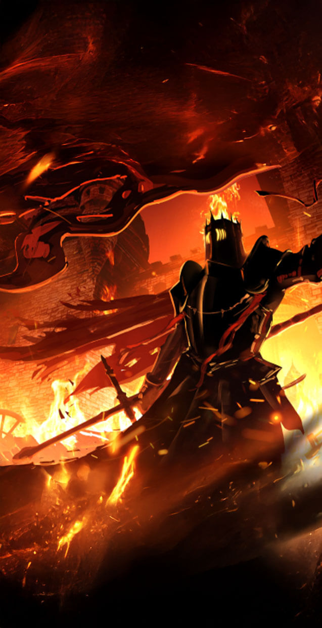 Stylized warrior character using fire magic in a dark forest illustration
