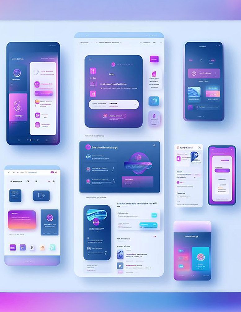 UI UX Design Course App Interface Examples Multiple app UI screens displayed as examples in a UI UX design course.
